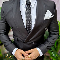 Costum negru Italian Style Sacou si Pantalon C4049 3