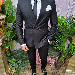 Costum negru Italian Style Sacou si Pantalon C4049 4