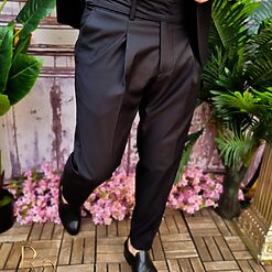 Costum negru Italian Style Sacou si Pantalon cu pense C4027 2