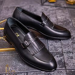 Loafers de barbati piele naturalanegri cu catarama P1775 5