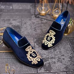 catifea cu broderie aurie- P1752-Pantofi