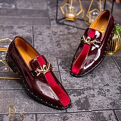 bordeaux piele lacuita/catifea- P1734-Pantofi