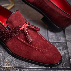 Pantofi Loafers barbatesti bordeaux piele naturala P1764 4