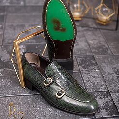 Pantofi Loafers barbatesti verde piele naturala P1767 4