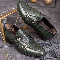 Pantofi Loafers barbatesti verde piele naturala P1767 5