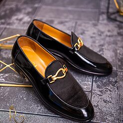 Pantofi Lofers barbatesti negri catifea P1746 2