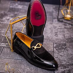 Pantofi Lofers barbatesti negri catifea P1746 3