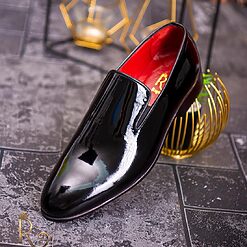 Pantofi Lofers barbatesti negri lacuiti piele naturala P1745 3