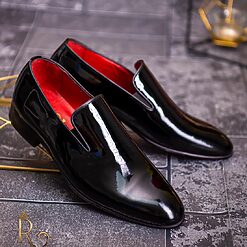 Pantofi Lofers barbatesti negri lacuiti piele naturala P1745 4