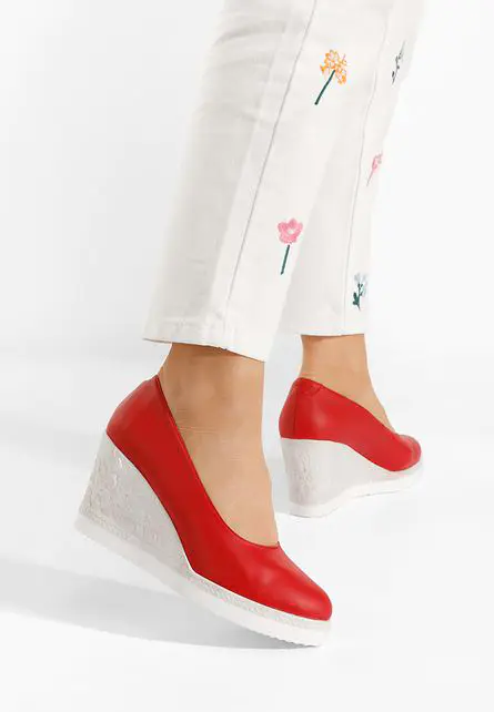 Pantofi cu platforma Kaira rosii-Pantofi cu platforma-Pantofi cu platforma