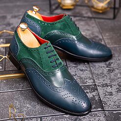 verde cu bleumarin - P1782-Pantofi