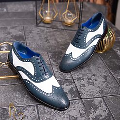 bleumarin cu alb ivoire - P1778-Pantofi