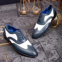 Pantofi de barbati piele naturalableumarin cu alb ivoire P1778 4
