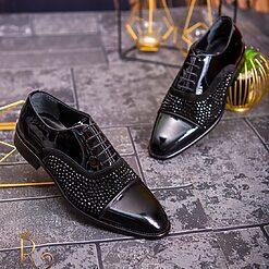 Pantofi eleganti barbatesti negri lacuiti piele naturala P1749 3