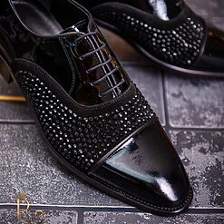 Pantofi eleganti barbatesti negri lacuiti piele naturala P1749 4