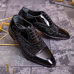 Pantofi eleganti barbatesti negri lacuiti piele naturala P1749 5