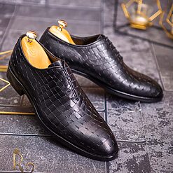 Pantofi eleganti barbatesti negri piele naturala croc P1737 4