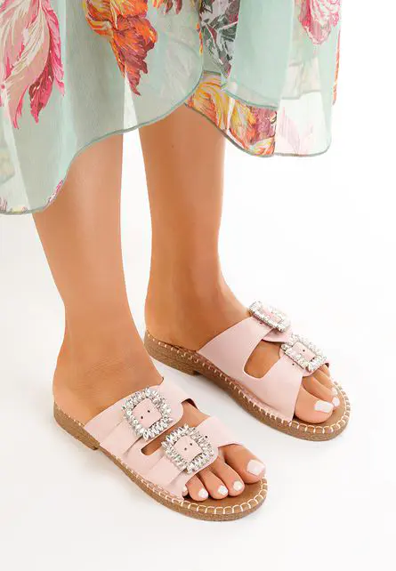 Papuci dama Aferra roz-Papuci fara toc-Papuci eleganti