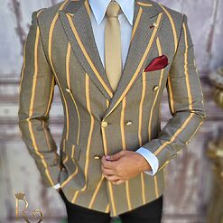 Sacou de barbati in dungi croiala Slim Fit SC666 2