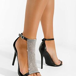 Sandale dama elegante Pacifica negre-Sandale cu toc-Sandale cu toc subtire