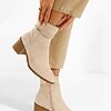 Botine cu toc gros bej Jatera-Botine cu toc-Botine cu toc