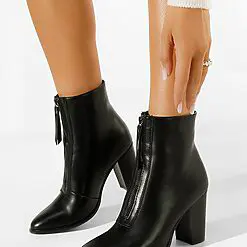 Botine cu toc gros negre Mogona-Botine cu toc-Botine cu toc