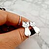 Cercei pisica Hang in there Kitten cu codita lunga - Argint 925-Personalizate >> Ocazie >> Iubitori de animale