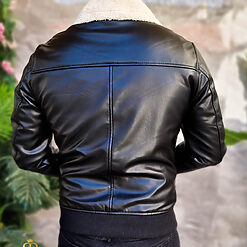 Cojoc negru de barbati interior imblanit slim fit CJ003 5