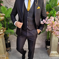 Costum Reginald negru Sacou Vesta si Pantalon C4306 2