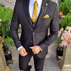 Costum Reginald negru Sacou Vesta si Pantalon C4306 5