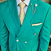 Costum de bărbați Double Breasted verde deschis- C4330-Costume