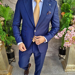 Costum de barbati albastru inchis Sacou si Pantalon C4324 7