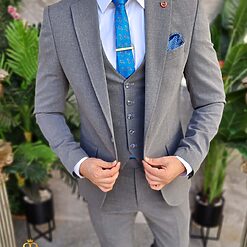 Costum de barbati gri Sacou Vesta si Pantalon C4362 4