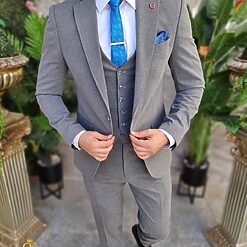 Costum de barbati gri Sacou Vesta si Pantalon C4362 7
