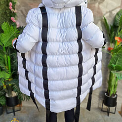 Geaca lunga de iarna alba cu gluga GC682 5