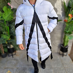 Geaca lunga de iarna alba cu gluga GC682 7