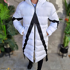 Geaca lunga de iarna alba cu gluga GC682 8