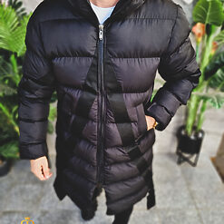 Geaca lunga de iarna neagra cu gluga GC681 4