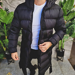 Geaca lunga de iarna neagra cu gluga GC681 6