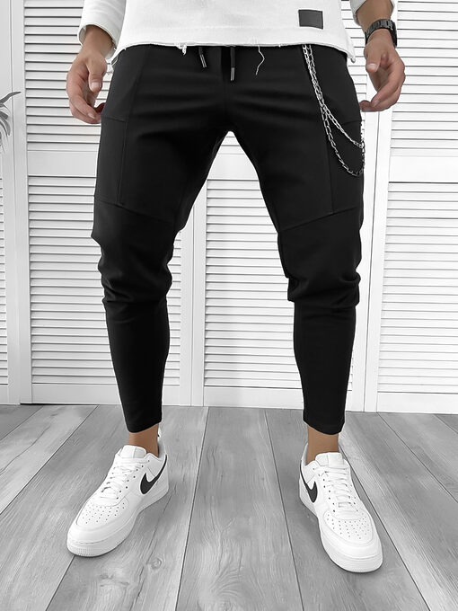 Pantaloni de trening negru conici 12108 19-2.3*-Pantaloni > Pantaloni de trening