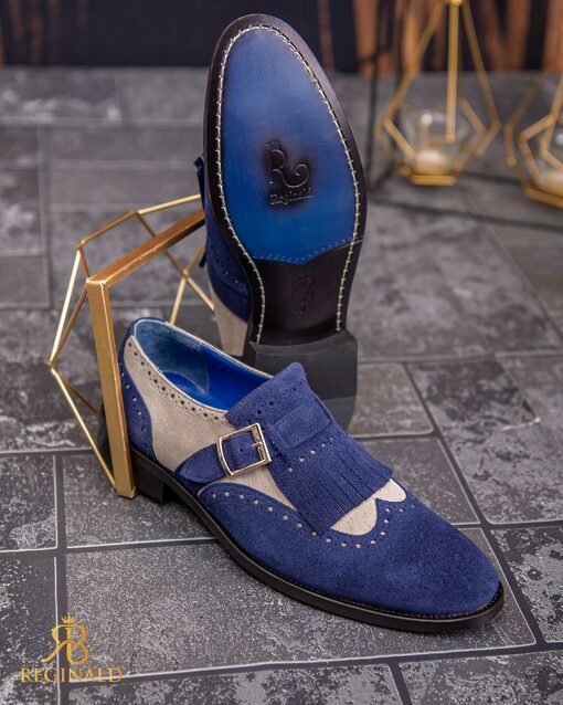 Pantofi Loafers albastri/bej
