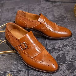 Pantofi Loafers maro cu catarama piele naturala P1792 3