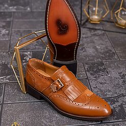 Pantofi Loafers maro cu catarama piele naturala P1792 4