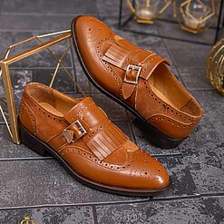 Pantofi Loafers maro cu catarama piele naturala P1792 5