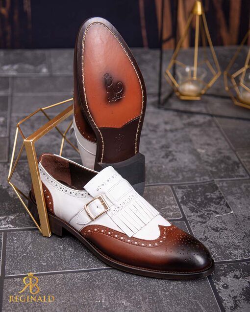 Pantofi Loafers maro/ivoire