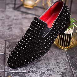 Pantofi Loafers negri cu tinte piele intoarsa P1798 2