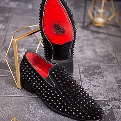 Pantofi Loafers negri cu tinte