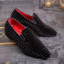 Pantofi Loafers negri cu tinte piele intoarsa P1798 5