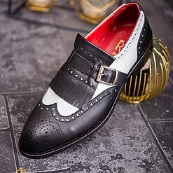 Pantofi Loafers negri/ivoire