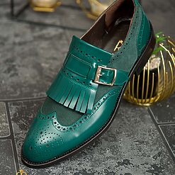 Pantofi Loafers verzi cu catarama piele naturala P1791 3